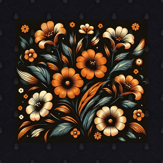 Orange Floral Illustration by Jenni Arts